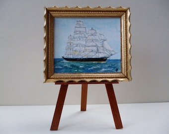 The Cutty Sark in full sail- a one 12th scale Original Miniature Acrylic Painting