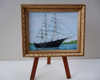 The Cutty Sark , Tea Clipper. Original Miniature Acrylic Painting