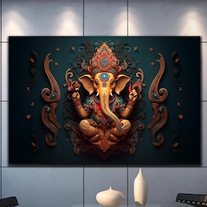 Ganesh Tempered Glass Wall Art, Ganesh Wall Art, Glass Printing, Large Glass Wall Art, Hindu God Wall Art, Ganesh Painting,Ganesh Wall Decor