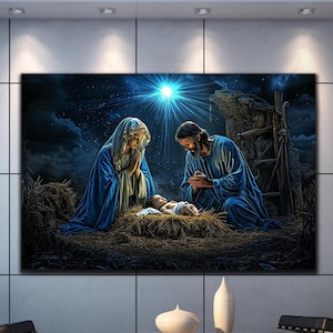 Christmas Nativity Wall Art, Tempered Glass Wall Art, Holy Family Wall ...