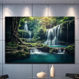 Waterfall Wall Art, Tempered Glass Wall Art, Glass Printing, Large Glass Wall Art, Modern Glass Art, Wall Hangings, Landscape Wall Art