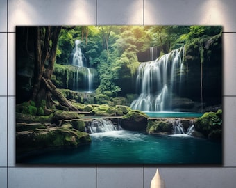 Waterfall Wall Art, Tempered Glass Wall Art, Glass Printing, Large Glass Wall Art, Modern Glass Art, Wall Hangings, Landscape Wall Art