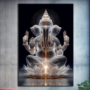 Abstract Ganesha Wall Art, Hindu Wall Art, Tempered Glass Wall Art, Glass Printing, Large Glass Wall Art, Ganesha Wall Decor, Panoramic Art