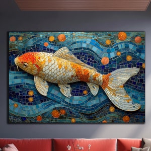 Koi Fish Wall Decor, Tempered Glass Wall Art, Glass Printing,  Glass Large Wall Art, Koi Fish Wall Art, Japanese Koi Fish,Panoramic Wall Art