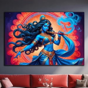 Arte de parede de Krishna, decoração de parede hindu, arte de parede em vidro temperado, impressão em vidro, Radha Krishna, arte de parede em vidro grande, decoração de parede em vidro, decoração de deus hindu