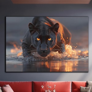 Black Panther Glass Wall Art, Tempered Glass Wall Art, Large Glass Wall Art, Glass Printing, Panther Wall Decor, Animal Glass Wall Art