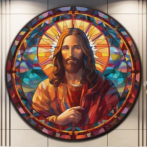 Jesus Glass Wall Art, Catholic Wall Art, Tempered Glass Wall Art, Christ Wall Art, Large Glass Wall Art, Round Wall Art, Circle Wall Art