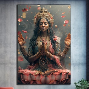 Lakshmi Wall Art, Hindu God wall art,Tempered Glass Wall Art, Glass Printing, Glass Wall Art Large, Lakshmi Wall Decor, Goddess Wall Art