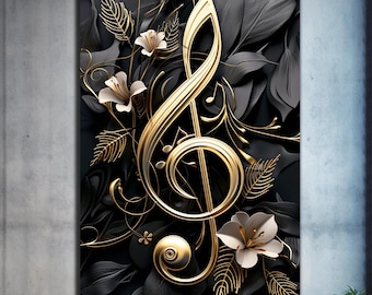 Treble Clef Wall Art, Tempered Glass Wall Art, Music Note Wall Art, Abstract Music Wall Art, Large Glass Wall Art, Glass Printing