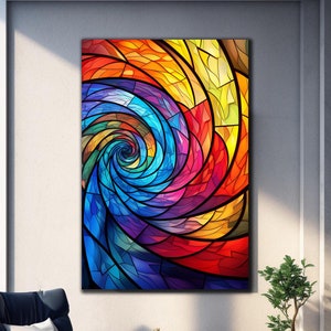 Stained Glass Mosaic, Tempered Glass Wall Art, Glass Printing, Large Glass Wall Art, Wall Hangings, Stained Glass Print,Stained Glass Flower