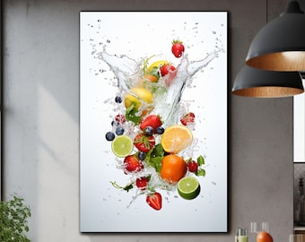 Tempered Glass Wall Art, Fruits Wall Art, Glass Printing, Large Glass Wall Art, Kitchen Wall Art, Stained Glass Print, Food Wall Art