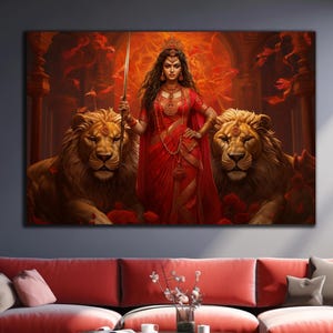 Durga Wall Art, Hindu Wall Decor,Indian Wall Art,Hindu Wall Art,Durga Painting,Tempered Glass Wall Art, Glass Printing, Large Glass Wall Art