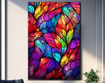 Stained Glass Flower, Tempered Glass Wall Art, Glass Printing, Large Glass Wall Art, Wall Hangings, Stained Glass Print,Stained Glass Mosaic