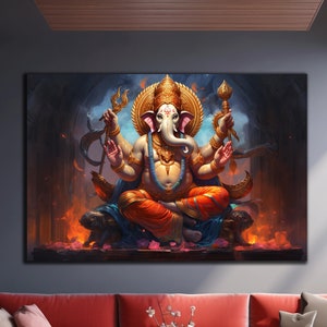Ganesh Tempered Glass Wall Art, Ganesh Wall Art, Glass Printing, Glass Large Wall Art, Hindu Wall Decor, Ganesh Painting, Ganesh Wall Decor
