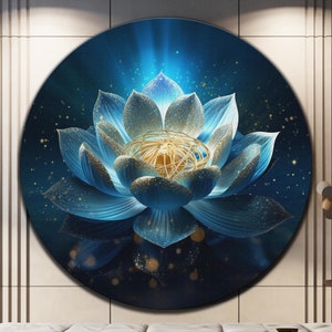 Lotus Flower Wall Art, Tempered Glass Wall Art, Glass Printing,Round Glass Art, Floral Glass Art, Lotus Flower Print, Flower Wall Art