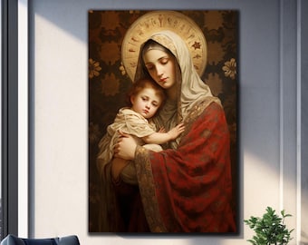 Virgin Mary Wall Art,Tempered Glass Wall Art, Glass Printing, Large Wall Art, Virgin Mary Print, Custom Stained Glass, Mother Mary Wall Art