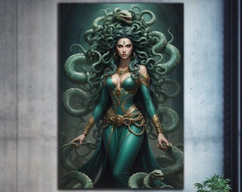 Tempered Glass Wall Art, Medusa Wall Decor, Large Glass Wall Art, Glass Printing, Medusa Art Print, Medusa Wall Art, Panoramic Wall Art,Gift