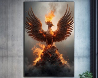 Tempered Glass Wall Art,Phoenix Wall Art, Phoenix Bird,Fantasy Glass Art,Glass Printing,Large Wall Art,Phoenix Wall Decor,Stained Glass Bird