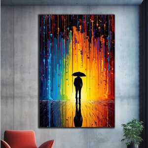 Rainbow Rain Wall Art, Tempered Glass Wall Art, Glass Printing, Large Glass Wall Art, Interior Design, Vivid Colors, Custom Photo Glass
