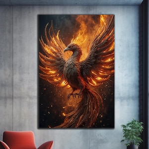 Tempered Glass Wall Art,Phoenix Wall Art, Phoenix Bird,Fantasy Glass Art,Glass Printing,Large Wall Art,Phoenix Wall Decor,Stained Glass Bird