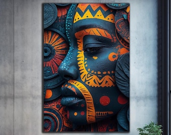 Tempered Glass Wall Art,Abstract African Wall Art, Glass Printing,Large Glass Wall Art,Wall Hangings,African Culture,Ethnic African Wall Art
