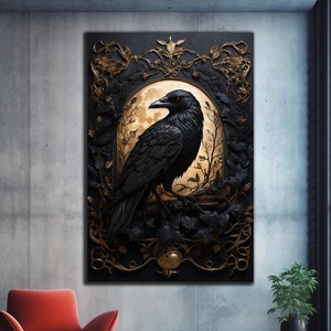 Black Crow Raven, Crow Wall Art,Tempered Glass Wall Art, Glass Wall Decor, Crow Gifts, Glass Printing, Glass Large Wall Art, Wall Hangings