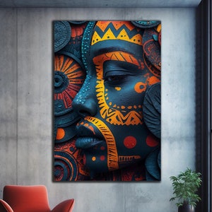 Tempered Glass Wall Art,Abstract African Wall Art, Glass Printing,Large Glass Wall Art,Wall Hangings,African Culture,Ethnic African Wall Art
