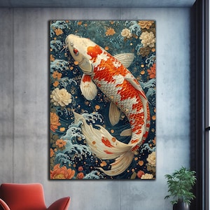 Koi Fish Wall Art, Tempered Glass Wall Art, Glass Printing, Koi Fish Wall Decor Glass Large Wall Art, Animal Wall Art, Japanese Koi Fish