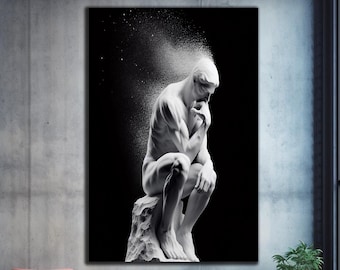 Thinking Man Wall Art, Tempered Glass Wall Art, Sculpture Wall Art, Glass Printing, Large Glass Wall Art, Wall Hangings, Glass Printing