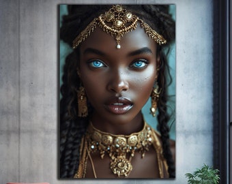 Tempered Glass Wall Art,Black Woman Fashion Wall Art, African Woman Art,Glass Printing,Large Glass Wall Art,African Wall Art,African Culture