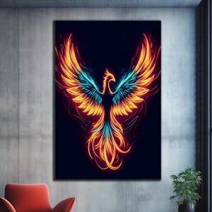Phoenix Wall Art, Phoenix Bird,Tempered Glass Wall Art,Fantasy Glass Art,Glass Printing,Large Wall Art,Phoenix Wall Decor,Stained Glass Bird
