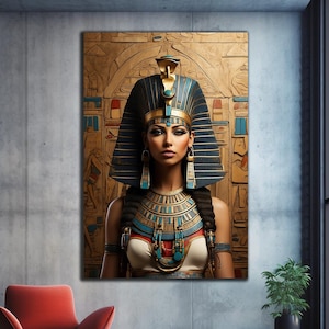 Cleopatra Wall Art,Tempered Glass Wall Art,Glass Print,Large Wall Art,Egypt Wall Decor,Egyptian Queen, Cleopatra Wall Decor,Egyptian Goddess