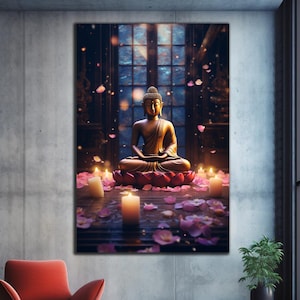 Buddha Wall Decor, Tempered Glass Wall Art,Glass Printing,Large Wall Art,Indian Wall Art,Hindu Wall Art,Buddha Wall Painting,Buddha Wall Art