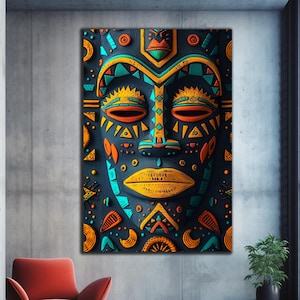 Tempered Glass Wall Art,Abstract African Wall Art, Glass Printing,Large Glass Wall Art,Wall Hangings,African Culture,Ethnic African Wall Art
