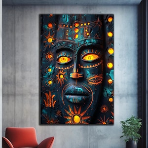 Tempered Glass Wall Art,Abstract African Wall Art, Glass Printing,Large Glass Wall Art,Wall Hangings,African Culture,Ethnic African Wall Art