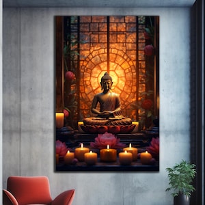 Buddha Wall Decor, Tempered Glass Wall Art,Glass Printing,Large Wall Art,Indian Wall Art,Hindu Wall Art,Buddha Wall Painting,Buddha Wall Art