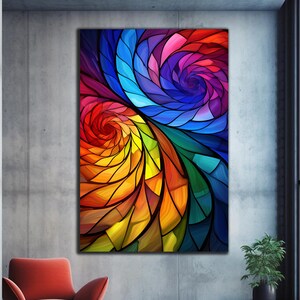 Stained Glass Mosaic, Tempered Glass Wall Art, Glass Printing, Large Glass Wall Art, Wall Hangings, Stained Glass Print,Stained Glass Flower