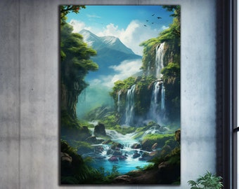 Waterfall Wall Art, Tempered Glass Wall Art, Glass Printing, Large Glass Wall Art, Modern Glass Art, Wall Hangings, Landscape Wall Art