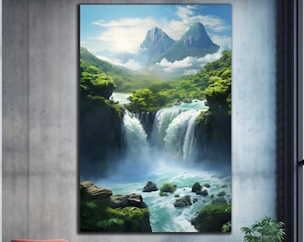 Waterfall Wall Art, Tempered Glass Wall Art, Glass Printing, Large Glass Wall Art, Modern Glass Art, Wall Hangings, Landscape Wall Art