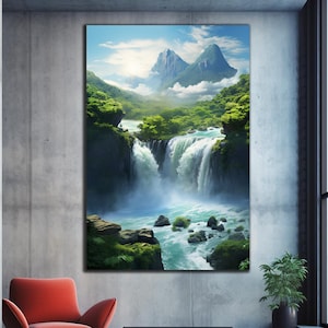 Waterfall Wall Art, Tempered Glass Wall Art, Glass Printing, Large Glass Wall Art, Modern Glass Art, Wall Hangings, Landscape Wall Art