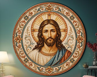 Jesus Glass Wall Decor, Modern Catholic Wall Art, Tempered Glass Wall Art, Round Glass Wall Art, Large Glass Wall Art, Circle Wall Art