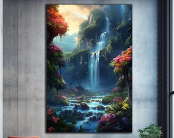 Waterfall Wall Art, Tempered Glass Wall Art, Glass Printing, Large Glass Wall Art, Modern Glass Art, Wall Hangings, Landscape Wall Art