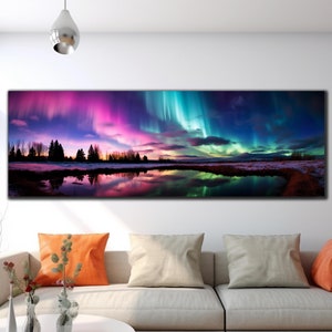 Northern Lights Wall Art, Tempered Glass Wall Art,Panoramic Wall Art, Glass Printing, Aurora Wall Art, Aurora Borealis, Large Glass Wall Art
