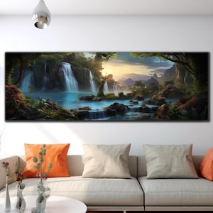 Waterfall Wall Art, Landscape Wall Art,Tempered Glass Wall Art, Glass Printing, Large Glass Wall Art, Modern Glass Art, Panoramic Wall Art