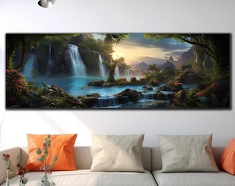 Waterfall Wall Art, Landscape Wall Art,Tempered Glass Wall Art, Glass Printing, Large Glass Wall Art, Modern Glass Art, Panoramic Wall Art