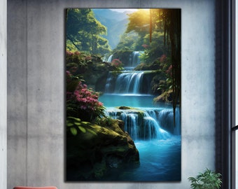Waterfall Wall Art, Tempered Glass Wall Art, Glass Printing, Large Glass Wall Art, Modern Glass Art, Wall Hangings, Landscape Wall Art