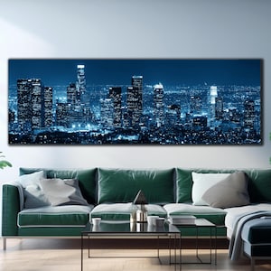 Los Angeles Skyline Glass Wall Art, City Lights Tempered Glass Wall Art,Panoramic Wall Art,Glass Printing,Large Glass Wall Art,Wall Hangings