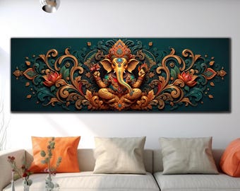 Ganesha Wall Art, Tempered Glass Wall Art, Glass Printing, Large Glass Wall Art, Hindu Wall Art, Panoramic Wall Art, Ganesha Wall Decor