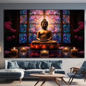 Buddha Wall Art,Tempered Glass Wall Art,Glass Printing,Large Wall Art,Buddha Wall Painting,Hindu Wall Art,Indian Wall Art,Buddha Wall Decor