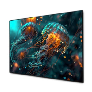 Jellyfish Wall Decor, Tempered Glass Wall Art,Jellyfish Wall Art, Glass Printing, Jellyfish Glass Art, Sea Glass Wall Art, Jellyfish Print